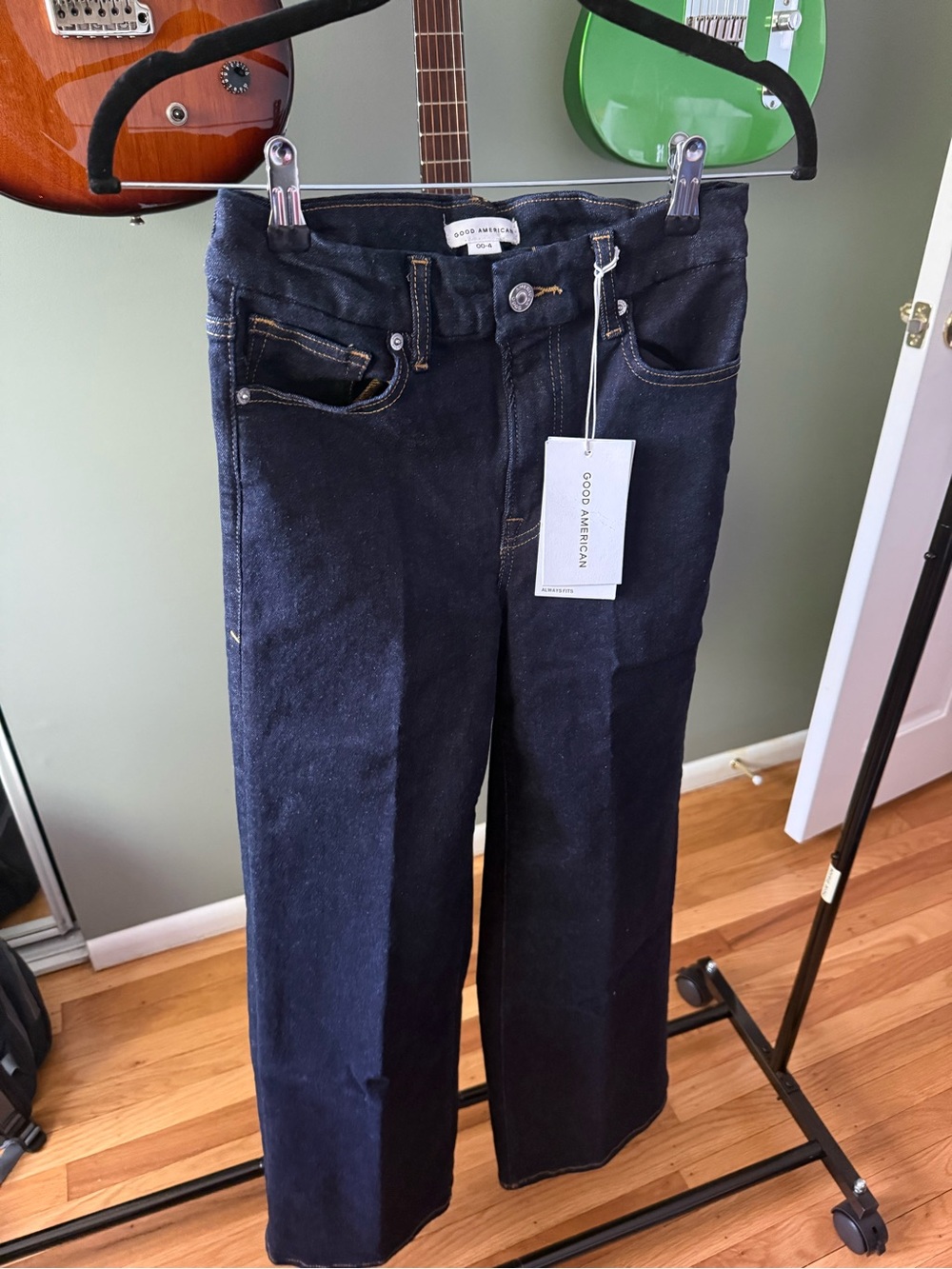 Good American Always Fits 00-4 Women's Wide Leg Slim Palazzo Jeans